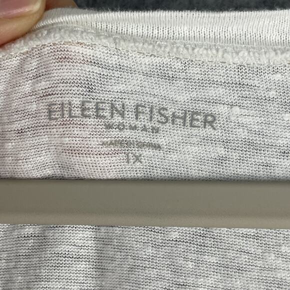Eileen Fisher Linen Top Womens 1X White Asymmetrical Beachy Lagenlook Coastal - Picture 5 of 13